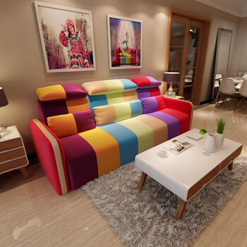 优尚美家 客厅家具时尚现代布艺沙发组合七彩