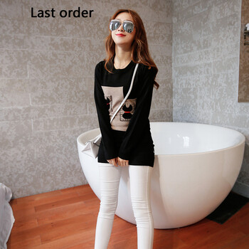 Last Order2015秋冬装新款韩版针织衫女中长款打底衫套头毛衣 黑色 均码