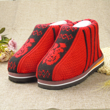 手工棉鞋女居家冬季保暖棉鞋包跟加厚毛线鞋底毛线鞋