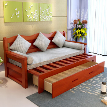实木沙发床可折叠推拉1.5米多功能坐卧两用1.2小户型客厅1.