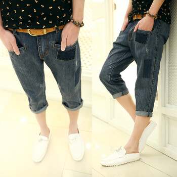 丹杰仕2014新款夏装<em>潮男</em>牛仔<em>短裤</em>男士<em>七分裤</em>