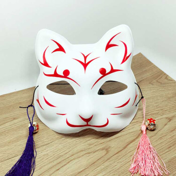 猫面具手绘 半脸猫面具 日式和风狐狸 动漫男女猫脸cosplay舞会新