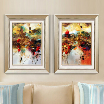 
                                        旦晨 现代抽象水彩油画装饰画 客厅个性墙画酒吧会所配画挂画A8072 外框-香槟金色 50*70cm                