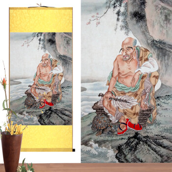 佛堂寺庙挂画十八罗汉 十八尊者画像 佛教装饰画丝绸画卷轴罗汉图 08