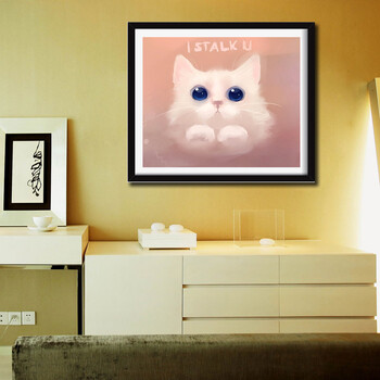 
                                        初艺 新款5D魔方钻石画客厅餐厅玄关小可爱萌猫咪动物卧室砖石秀点钻水钻圆钻粘贴钻十字绣 魔方钻小可爱 尺寸45X40cm                