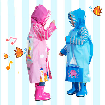 【D.R完美秀】儿童雨衣 男童女童雨披可爱卡通加厚雨衣带书包位斗篷雨衣 多色可选 粉寇年华--公主粉(卡通)(书包位) XXL