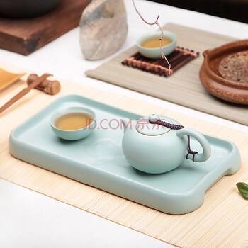 
                                        美人吟 汝窑汝瓷 功夫茶具干泡盘 干泡茶 茶艺茶道配件 小号托盘                