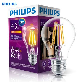 
                                                            飞利浦（PHILIPS） LED复古灯泡 个性复古创意灯丝节能螺口高寿命爱迪生钨丝灯吊灯蜡烛灯椒泡 E27超大球泡-6W 暖白色3000K                