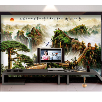 亿贴电视背景墙纸壁纸3D壁画无纺布客厅卧室中国山水风景装饰画 无缝宣绒/每平米