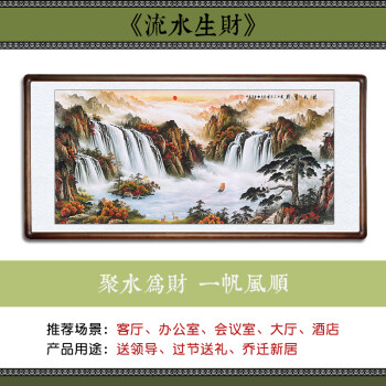 国画山水画风水靠山招财字画客厅装饰画中国画挂画聚宝盆 流水生财