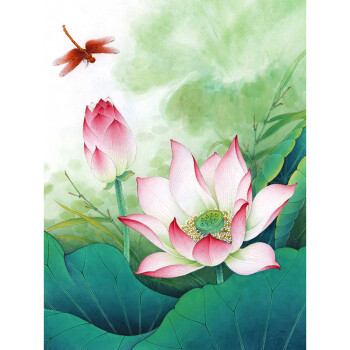 缀星diy钻石画 圆钻十字绣 钻石绣 满钻全贴 蜻蜓荷叶