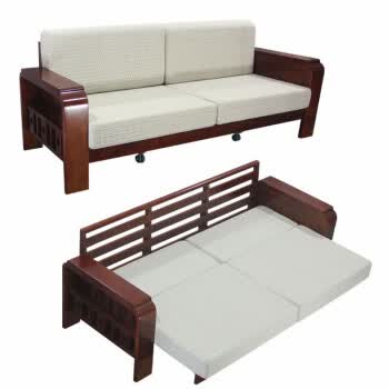 实木沙发橡木沙发小户型客厅三人沙发床多功能中式沙发推拉开变床