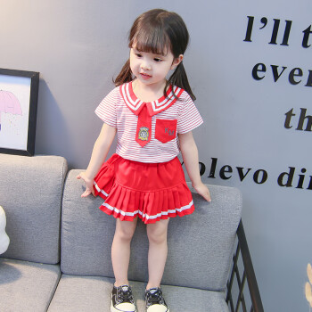 2018新款1小女孩衣服2岁婴幼儿童装3女童学院风套装4小童短袖两件套5