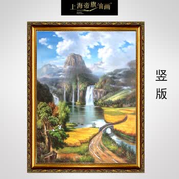 帝旗 原创 丰收聚宝盆风景山水纯手工绘油画 欧美式田园家居客厅玄关