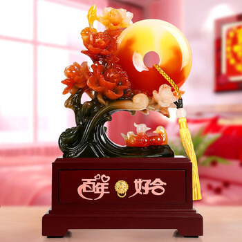 吉善堂 百年好合结婚礼物 首饰盒 实用婚庆礼品朋友鸳鸯摆件QY017 小号百年好合