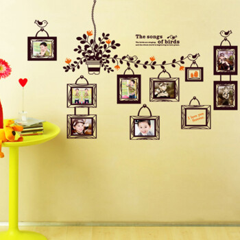 
                                        乐宅 浪漫墙壁贴纸 客厅背景平面布置装饰墙贴 可移除相框贴照片墙贴 爱情鸟相框                