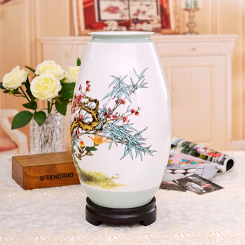 
                                                                                瓷博 陶瓷花瓶客厅书房摆设景德镇瓷器装饰摆件工艺品 梅兰竹菊四君雅聚图 插花瓶                