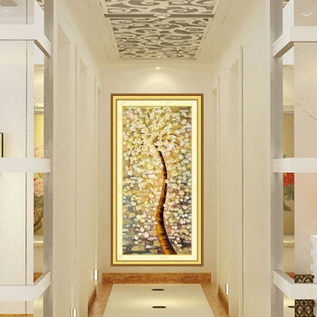 千尚 新款客厅钻石画 富贵平安树发财树 玄关过道方钻满钻贴钻画十字绣 环保树脂方钻105*200CM