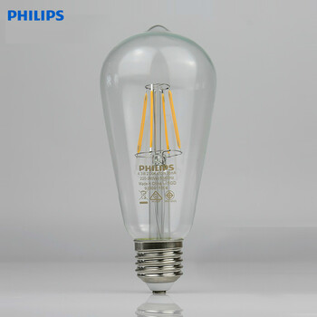 
                                                            飞利浦（PHILIPS） LED复古灯泡 个性复古创意灯丝节能螺口高寿命爱迪生钨丝灯吊灯蜡烛灯椒泡 E27超大球泡-6W 暖白色3000K                
