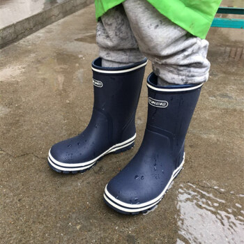 儿童水鞋蓝色恐龙宝宝橡胶雨鞋卡通男童小童雨靴中筒水靴gz021 藏青