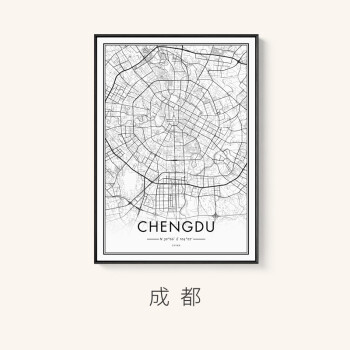 现代简约城市地图黑白线描定制客厅装饰画北欧风格办公室书房挂画