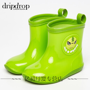 儿童雨鞋男童女童宝宝胶鞋可爱萌物雨靴原创设计 绿色豌豆龙 30