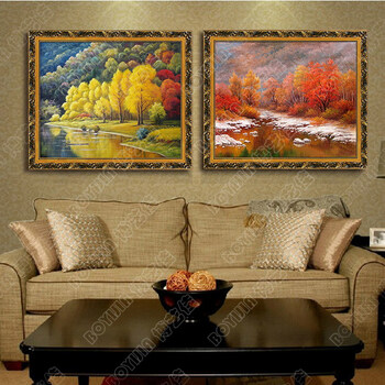 
                                        博艺佳 【珠穆朗玛峰秋天景色】家居装饰画纯手绘油 中式风景油画 高端有框画门厅餐厅走廊装 B 70*80CM                