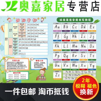 小学生英语音标挂图26个英语字母挂图汉语拼音字母表儿童书写 24寸