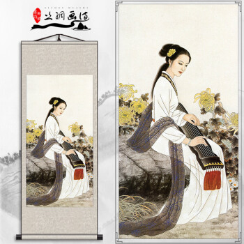 古代美女画工笔仕女图人物国画 丝绸卷轴挂画 茶楼古典装饰画 p 80*
