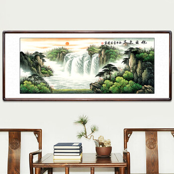 国画山水画靠山画字画中堂客厅挂画农村已装裱有框 旭日东升c 三尺