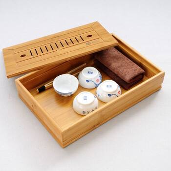 
                                        茗匠 小箱式储水茶盘 竹制茶盘  实木茶台茶海 功夫茶具 大中小号 大号40X28                