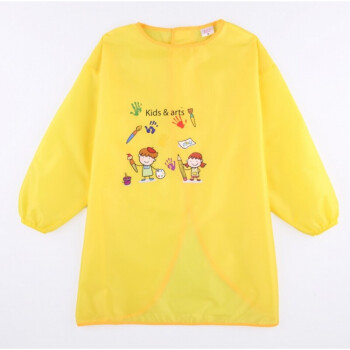 女童防水围裙小猪佩琪美术衣服用的衣服透气儿童画画衣套 青色 黄色