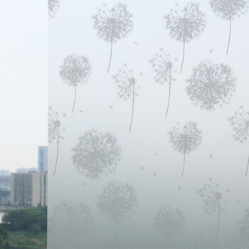 
                                        凡雅空间 窗户玻璃贴纸透光不透明遮光磨砂膜卫生间玻璃贴膜浴室玻璃纸防水防晒隔热 蒲公英 90厘米宽*1米高                
