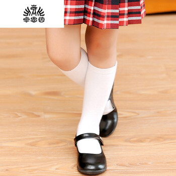 班服袜白色黑色女童装中筒袜高筒袜小学生校服女生袜子 白色 l码(建议