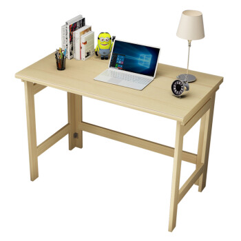 简约实木折叠式电脑桌书桌椅学生家用双人长方形写字台小桌子 原木色