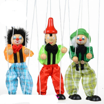 提线木偶儿童玩具 拉线人偶小丑 木制吊线匹诺曹玩偶木偶戏玩具 小丑