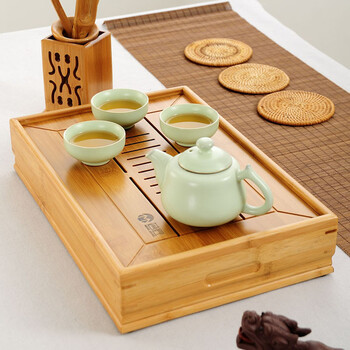 
                                        茗匠 小箱式储水茶盘 竹制茶盘  实木茶台茶海 功夫茶具 大中小号 大号40X28                