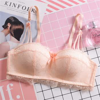 性感内衣套装高中初中学生女生无钢圈聚拢小胸蕾丝上托半杯文胸罩