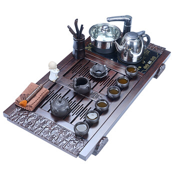 言艺 茶具套装 万象更新紫砂茶具配黑檀祥云快速壶茶盘套装
