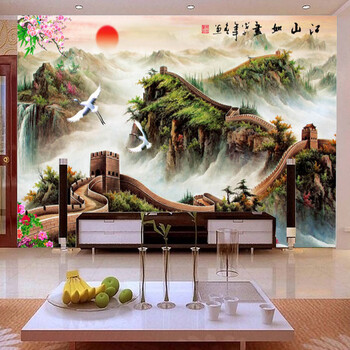
                                                            十字绣客厅新款万里长城 江山如画大幅山水风景画棉线丝线满绣印花刺绣 3股线绣11CT大版棉线印花尺寸194X125CM                