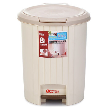 
                                        
                                                            顺美 垃圾桶干湿分类8L欧式圆形双开盖手按脚踏弹盖卫生桶SM-2609                