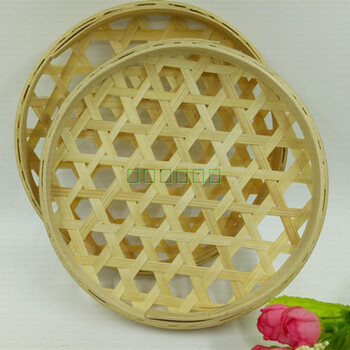 竹编竹制品竹匾茶叶末筛竹筛子圆簸箕绘画匾蒸糯米饭蒸排骨饭 22cm_ 7
