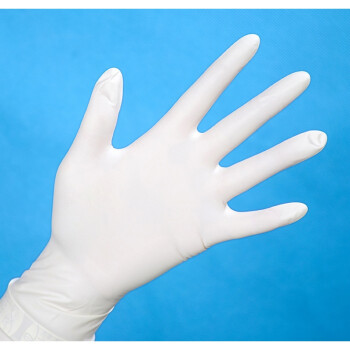 一次性白色丁腈手套耐酸碱9寸橡胶外科手套 蓝色 m