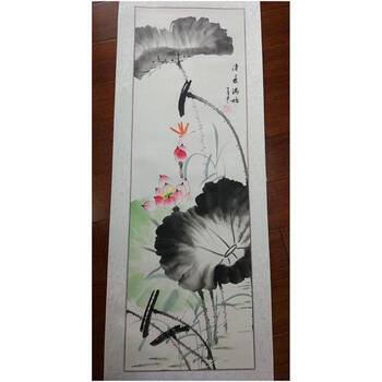 字画荷花水墨画作品手绘卷轴字画花鸟装裱客厅国画名家书画办公室贴画