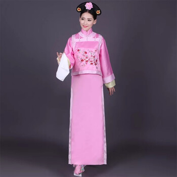 格格服装满族古代宫女公主服丫鬟女摄影演出服sn5000 粉红色单独衣服