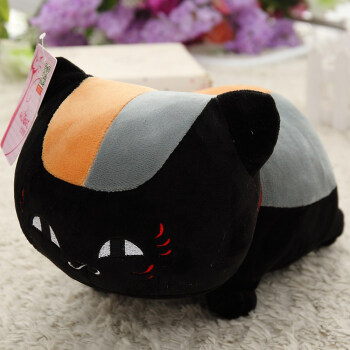 三毛绒公仔夏目友人帐猫老师猫咪老师抱枕玩具玩偶布偶娃娃 黑猫睁眼
