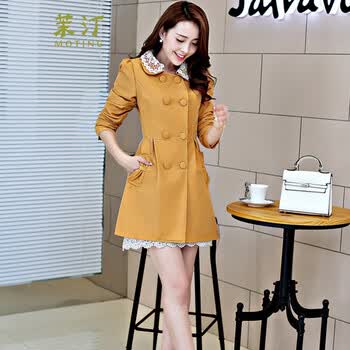 2014<em>秋装新款</em>春秋风衣<em>女休闲薄外套</em>中长款双