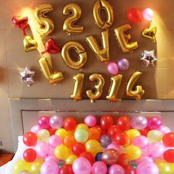 16寸生日派对婚房结婚礼庆典装饰布置数字铝膜 字母铝膜气球 金色字母I