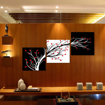 
                                        必画 中画家居 现代简约装饰画挂画客厅卧室壁画沙发背景墙画幸福发财树无框画三联幅 一套三幅 9mm厚布纹膜 50*50cm                