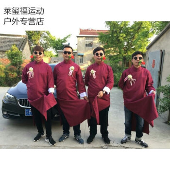 中式结婚礼服伴郎服兄弟团礼服男士长衫长袍马褂相声服装民国古装 酒